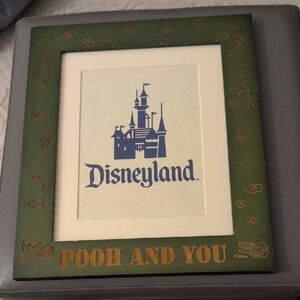Vintage Disneyland Winnie The Pooh Green Matted Picture Frame